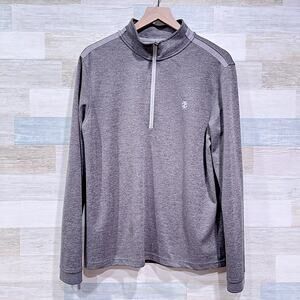 IZOD Golf 1/4 Zip Performance Mesh Pullover Heather Gray Mock Neck Mens Medium